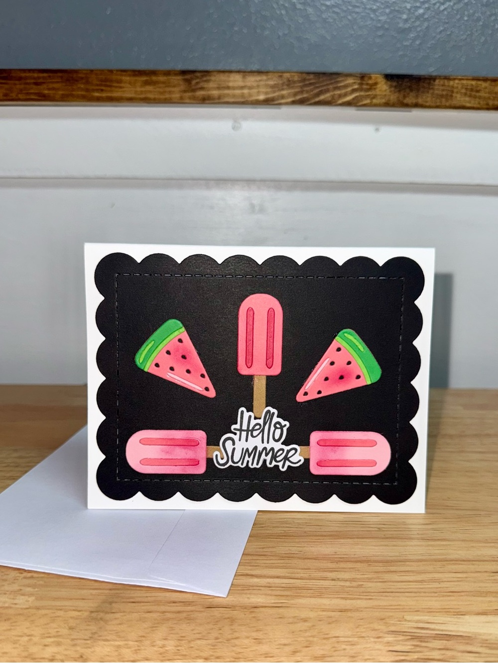 Hello Summer Popsicle Watermelon Card– Handmade Greeting Card Any Occassion